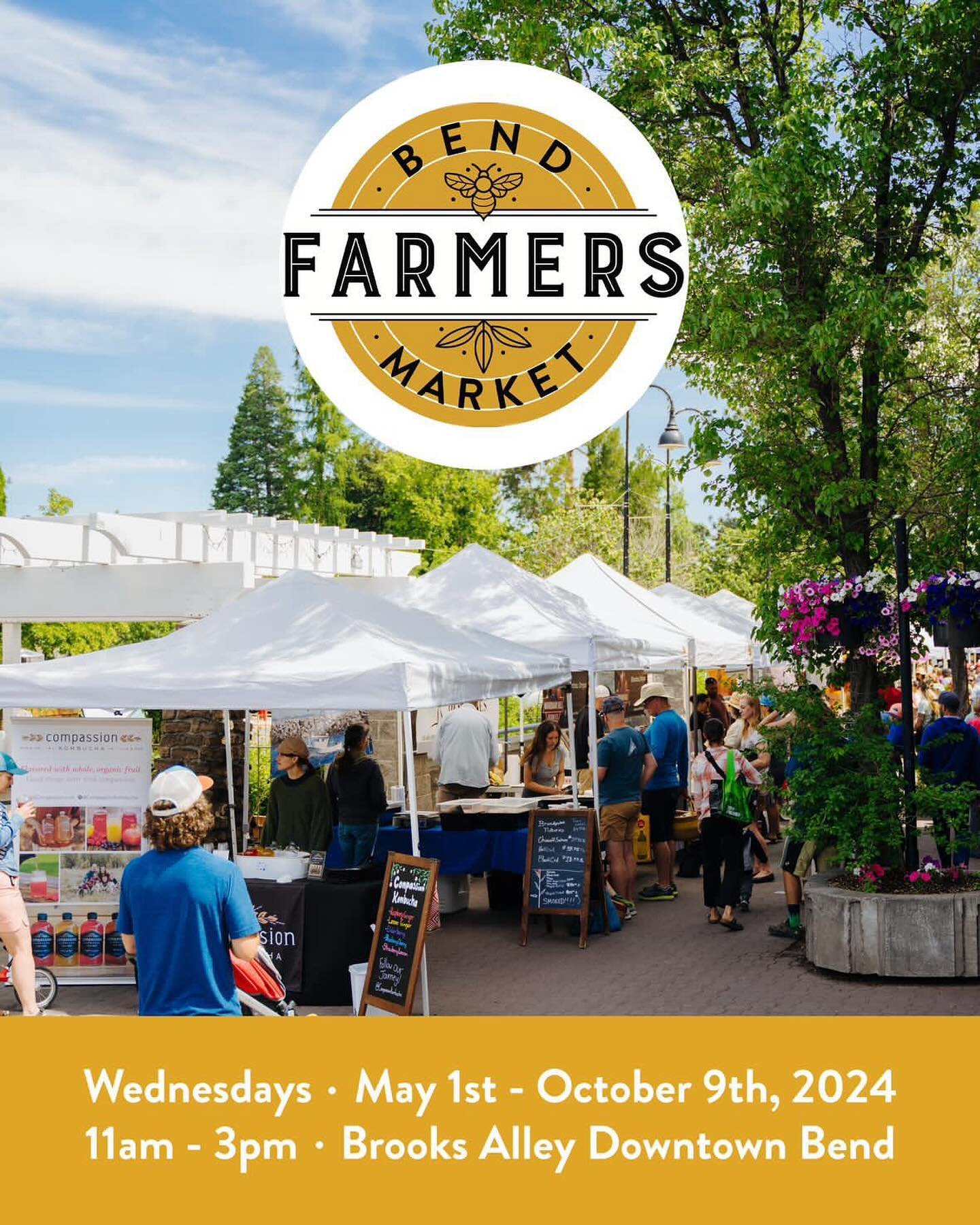 Wednesday 5/1 is the big day! Downtown Bend welcomes back @bendfarmersmarket from 11-3 in Brooks Alley. 

Don&rsquo;t let the weather the past few days fool you - Spring is here 🙌🏻