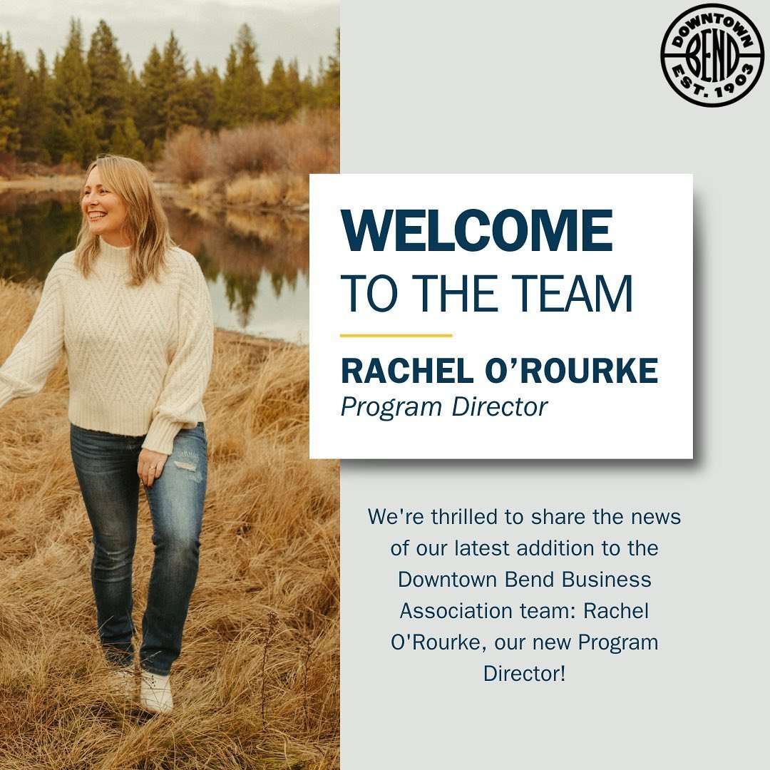 Welcome Rachel O&rsquo;Rourke to the @visitdowntownbend team!  As program director, Rachel will be working closely with downtown businesses, our city officials,  and the Bend community to create a vibrant and thriving downtown. 

Help us welcome her 