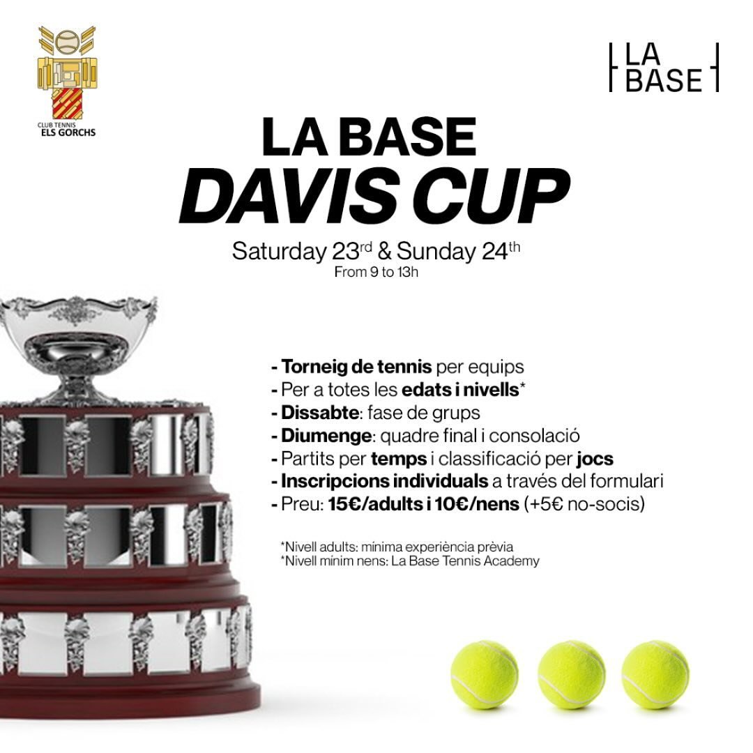 Una competici&oacute; que no podia faltar: arriba la Davis Cup al @clubtenniselsgorchs 🎾 Dos matins d&rsquo;enfrontaments per equips on nom&eacute;s un es proclamar&agrave; campi&oacute;🏆

Un cap de setmana on el tennis ser&agrave; al protagonista 