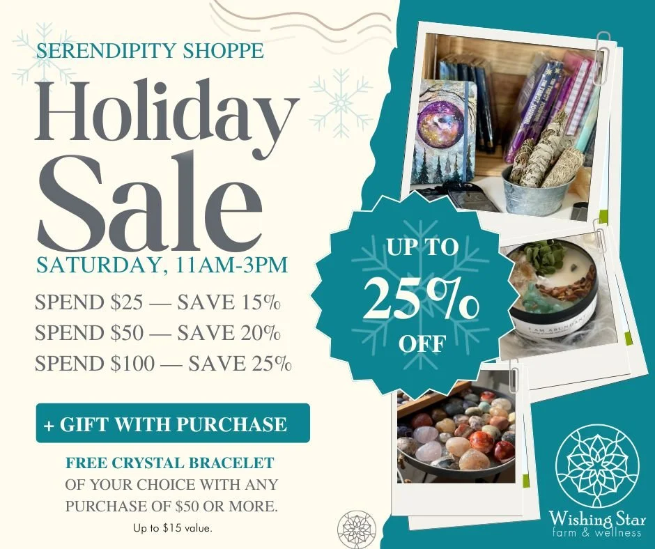 ✨ Last Call for Holiday Magic at the Serendipity Shoppe! ✨

This Saturday, 11am&ndash;3pm, is your *final chance* to soak in the sparkle, save big, and gather those last meaningful gifts before the holidays arrive in full swing. 

**Shop More, Save M