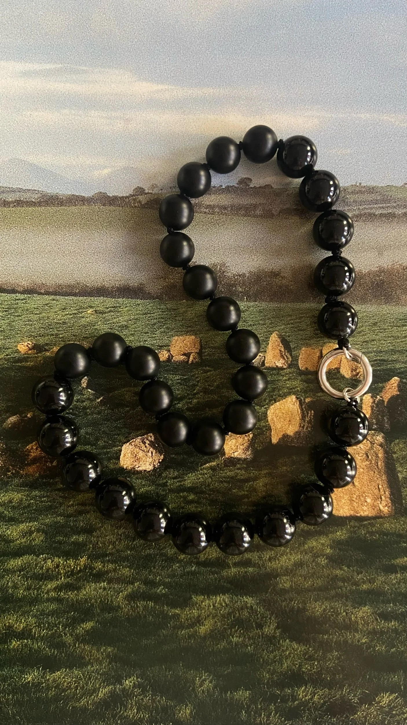 Black onyx hand-knotted choker