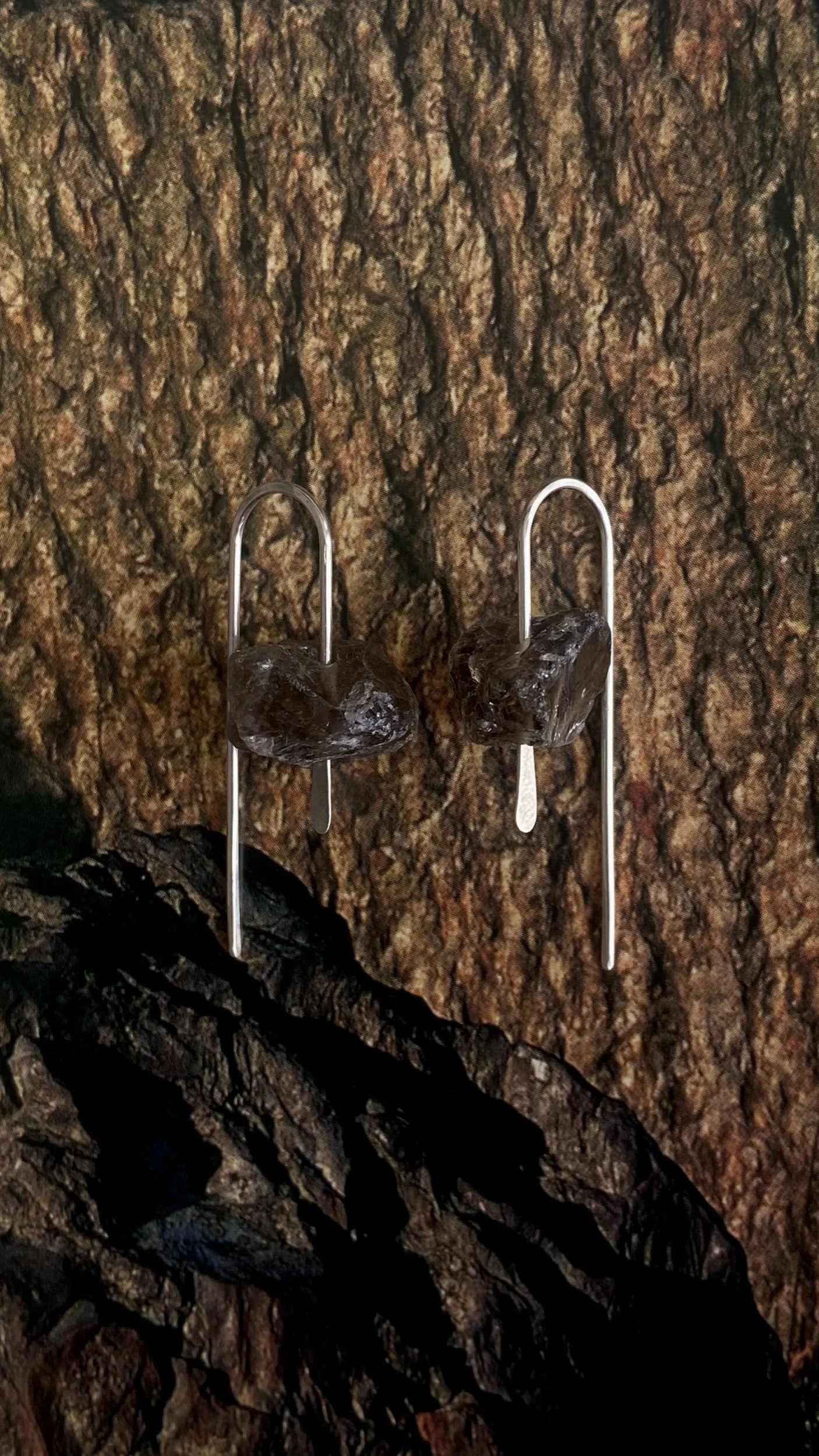 Raw smoky quartz hooks
