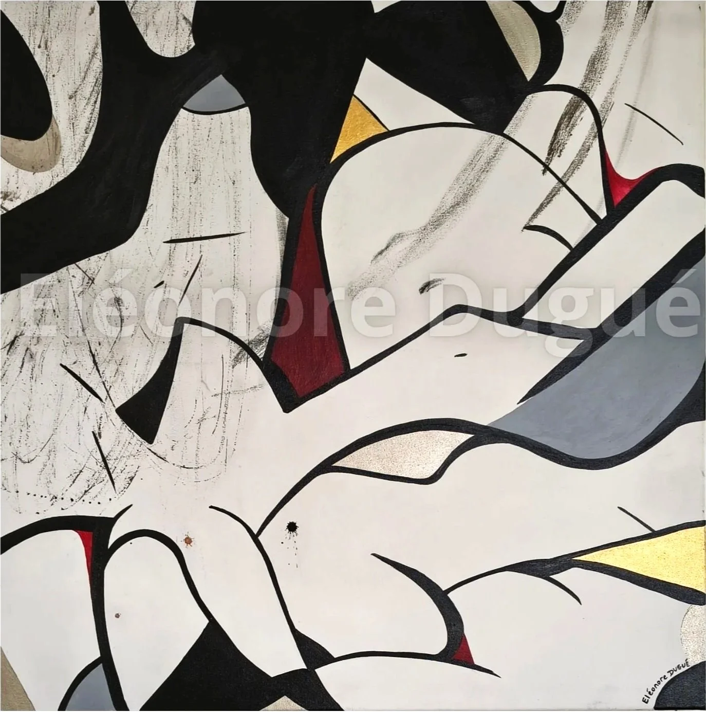 Acrylique sur toile montée sur châssis - Issue d'un processus performatif et retravaillée en atelier - 80 × 80 cm