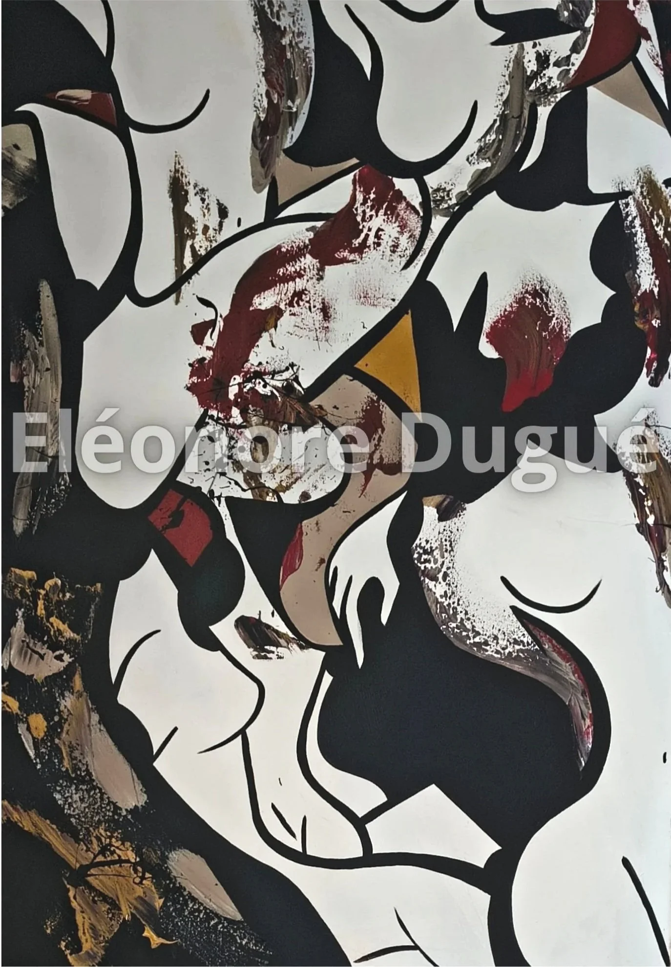 Acrylique sur toile montée sur châssis - Issue d'un processus performatif et retravaillée en atelier - 100 × 70 cm