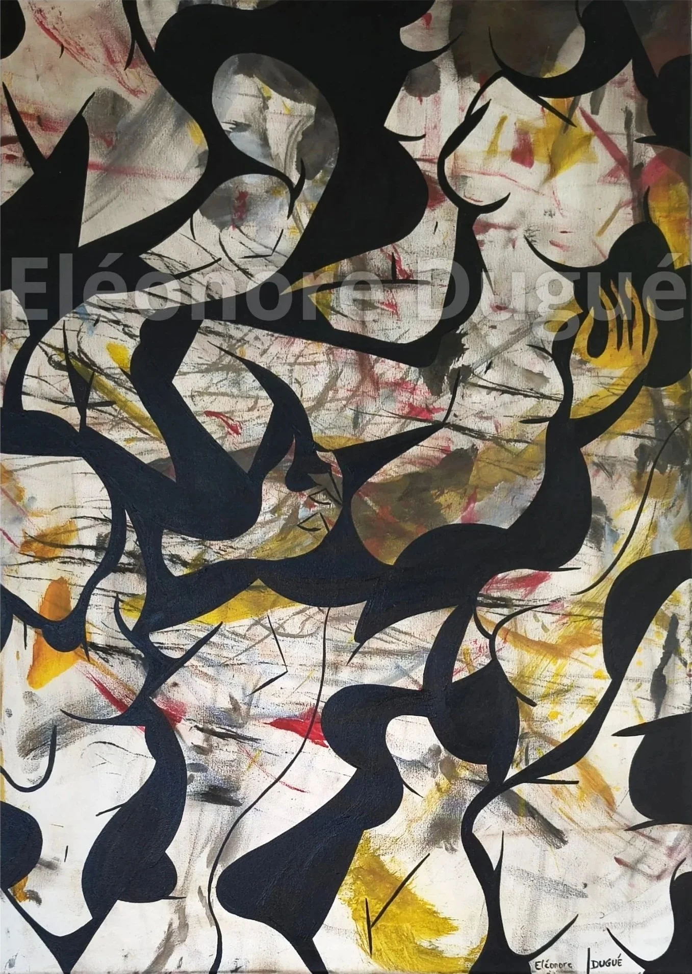Acrylique sur toile montée sur châssis - Issue d'un processus performatif et retravaillée en atelier - 100 × 70 cm