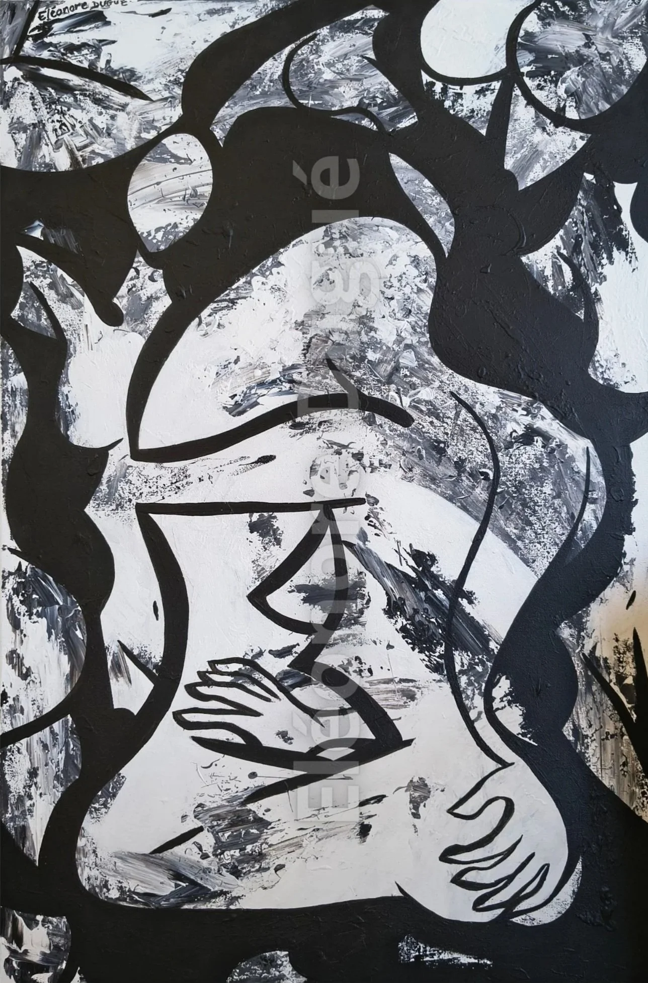 Acrylique sur toile montée sur châssis - Issue d'un processus performatif et retravaillée en atelier - 81 × 54 cm