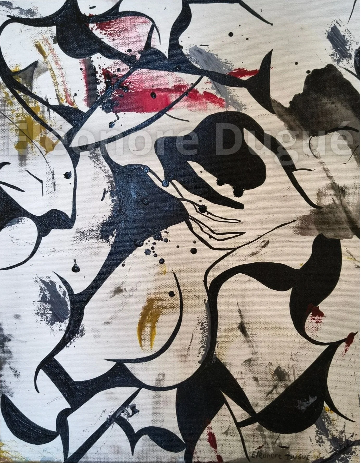 Acrylique sur toile montée sur châssis - Issue d'un processus performatif et retravaillée en atelier - 50 × 40 cm