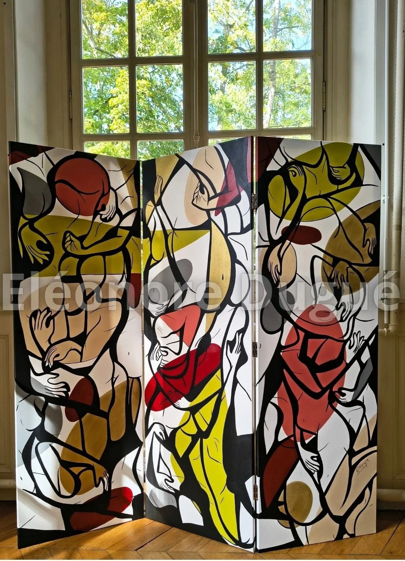 Acrylique sur toile montée sur châssis articulé - Paravent - 150 × 150 cm