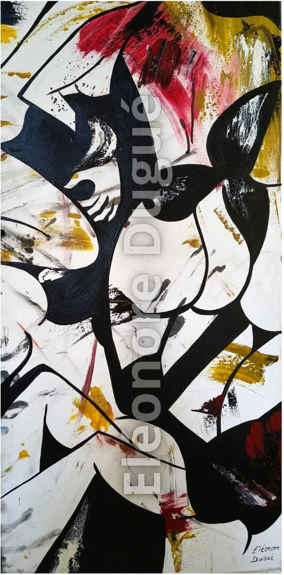 Acrylique sur toile montée sur châssis - Issue d'un processus performatif et retravaillée en atelier - 100 × 50 cm