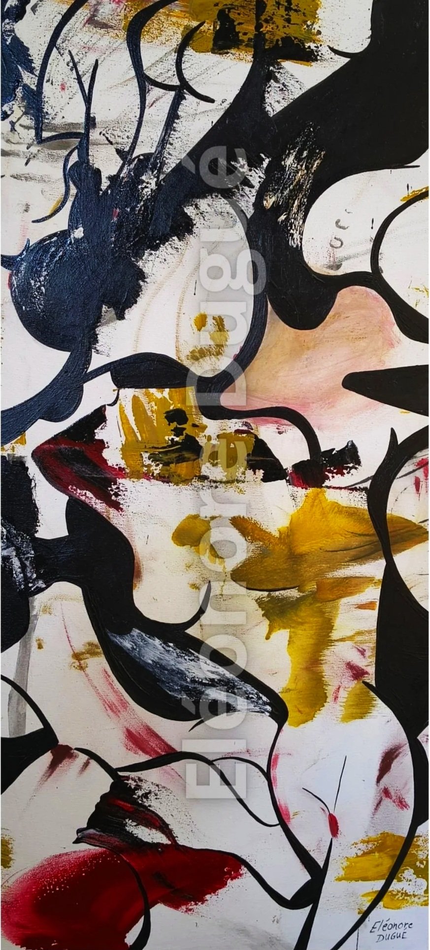Acrylique sur toile montée sur châssis - Issue d'un processus performatif et retravaillée en atelier - 100 × 50 cm