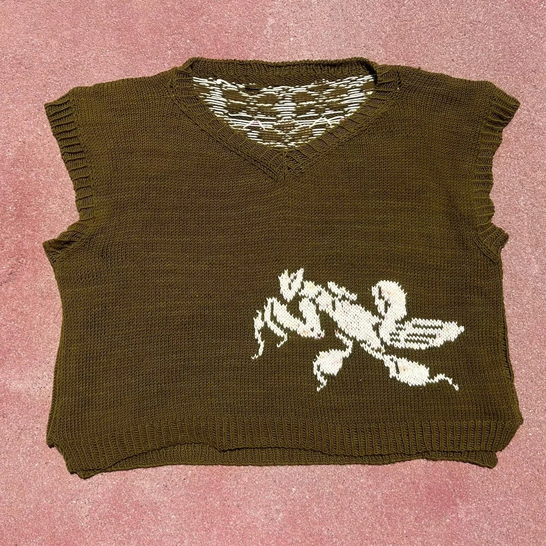 Orchid Mantis Vest (coming fall 2026)
Yarn: Farmers Daughters Fibers Juicy DK