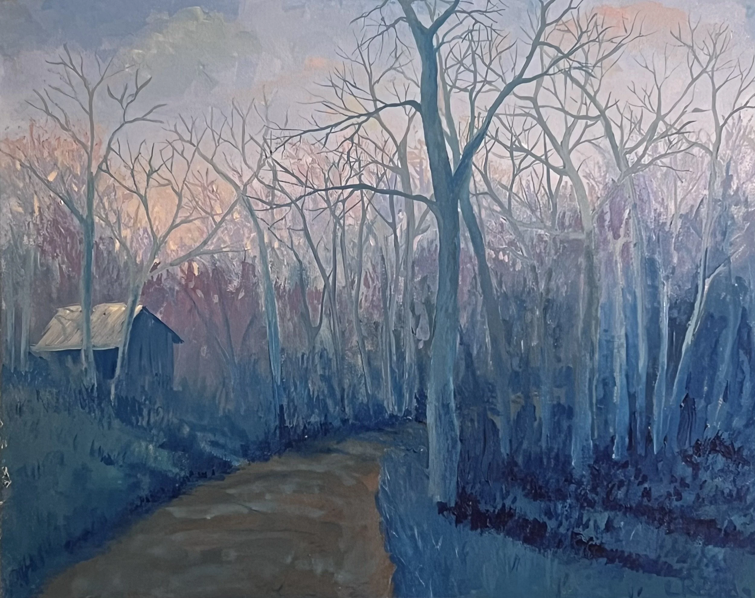 Blue Cabin in the Woods