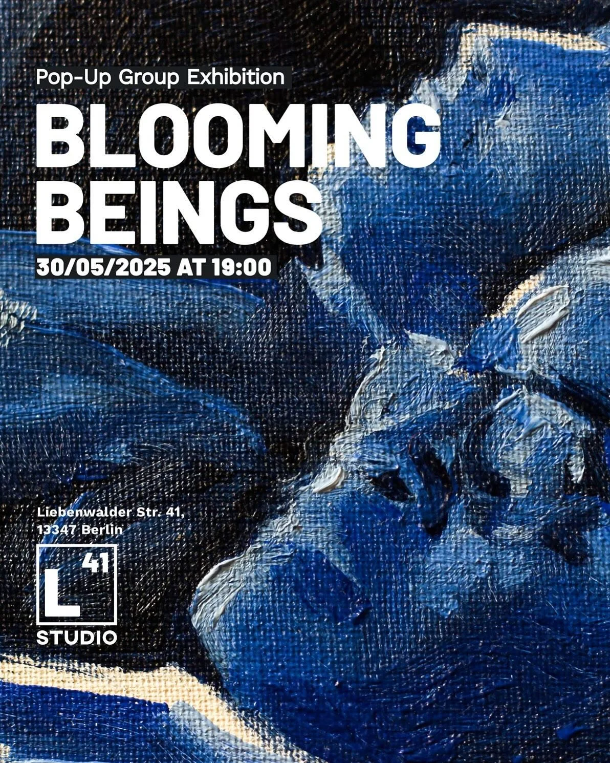 Pop up exhibition at L41 in Berlin Wedding this Friday, May 30th. I will show a few new blue paintings that speak of the beauty of living a life you love. Also @bodipoetry will share their poetry with you.

Curated by Lara Shirinyants, Blooming Being