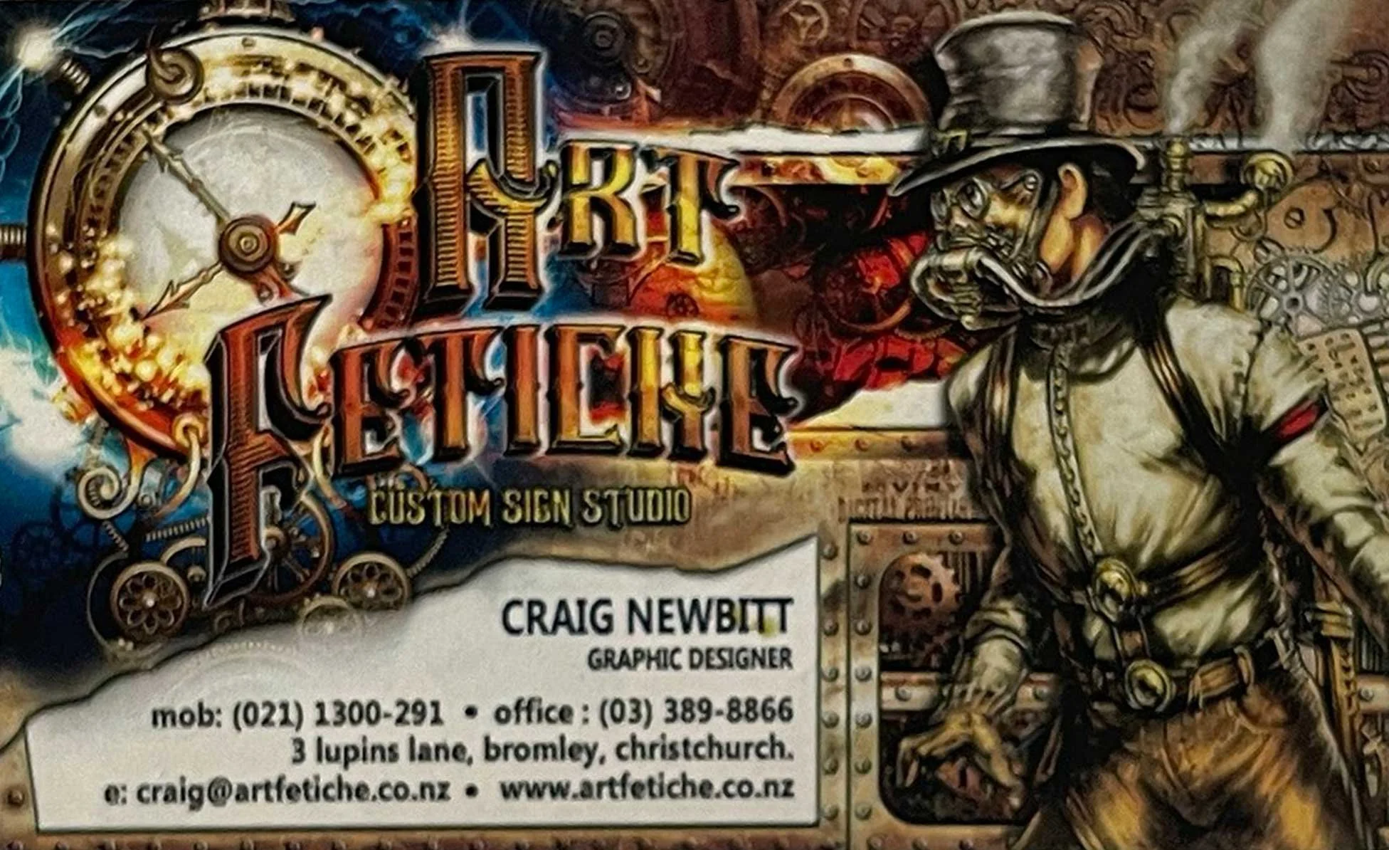 image of an old Art Fetiche business card