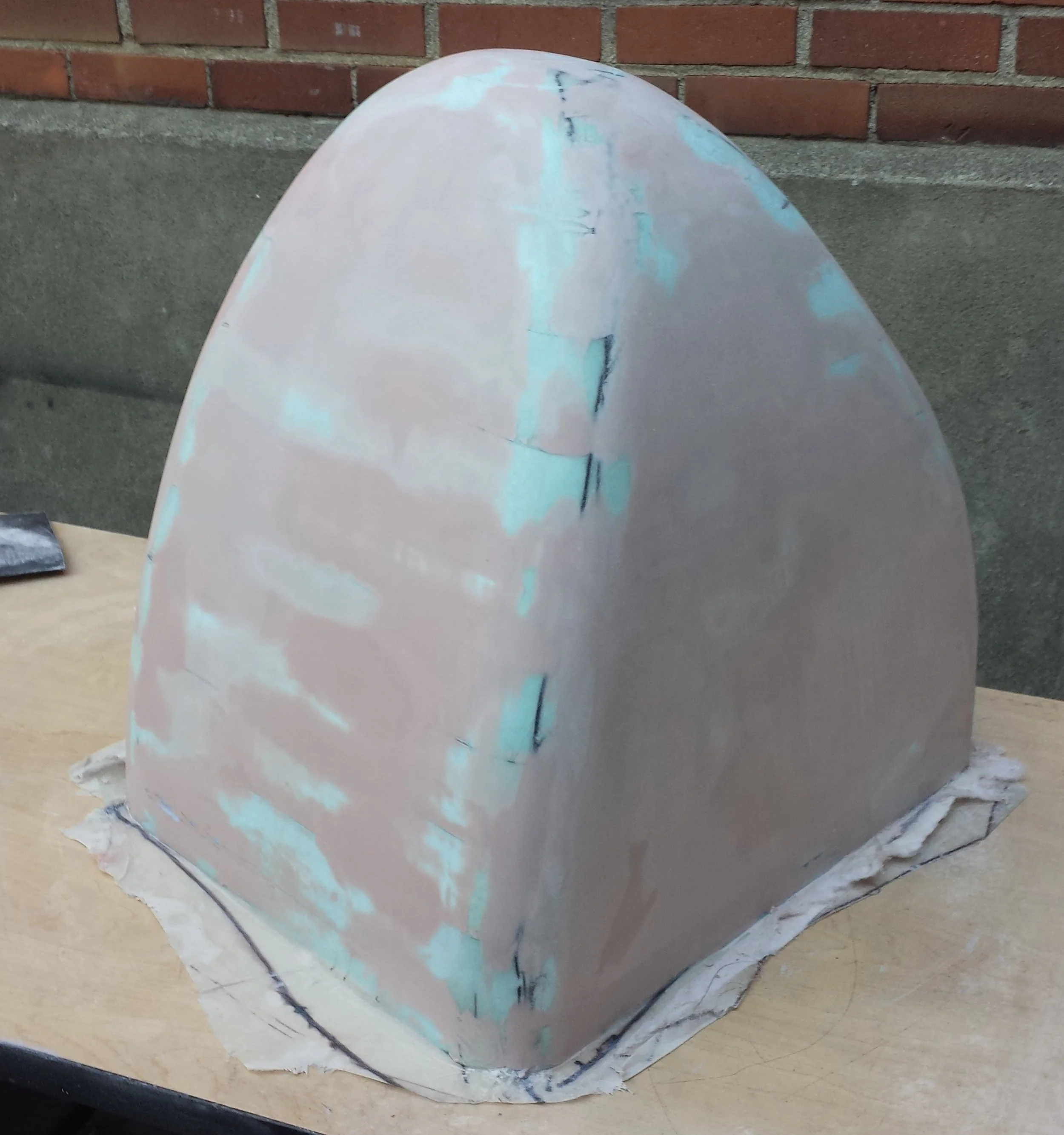 Finished foam and fiberglass mold for the nose cone