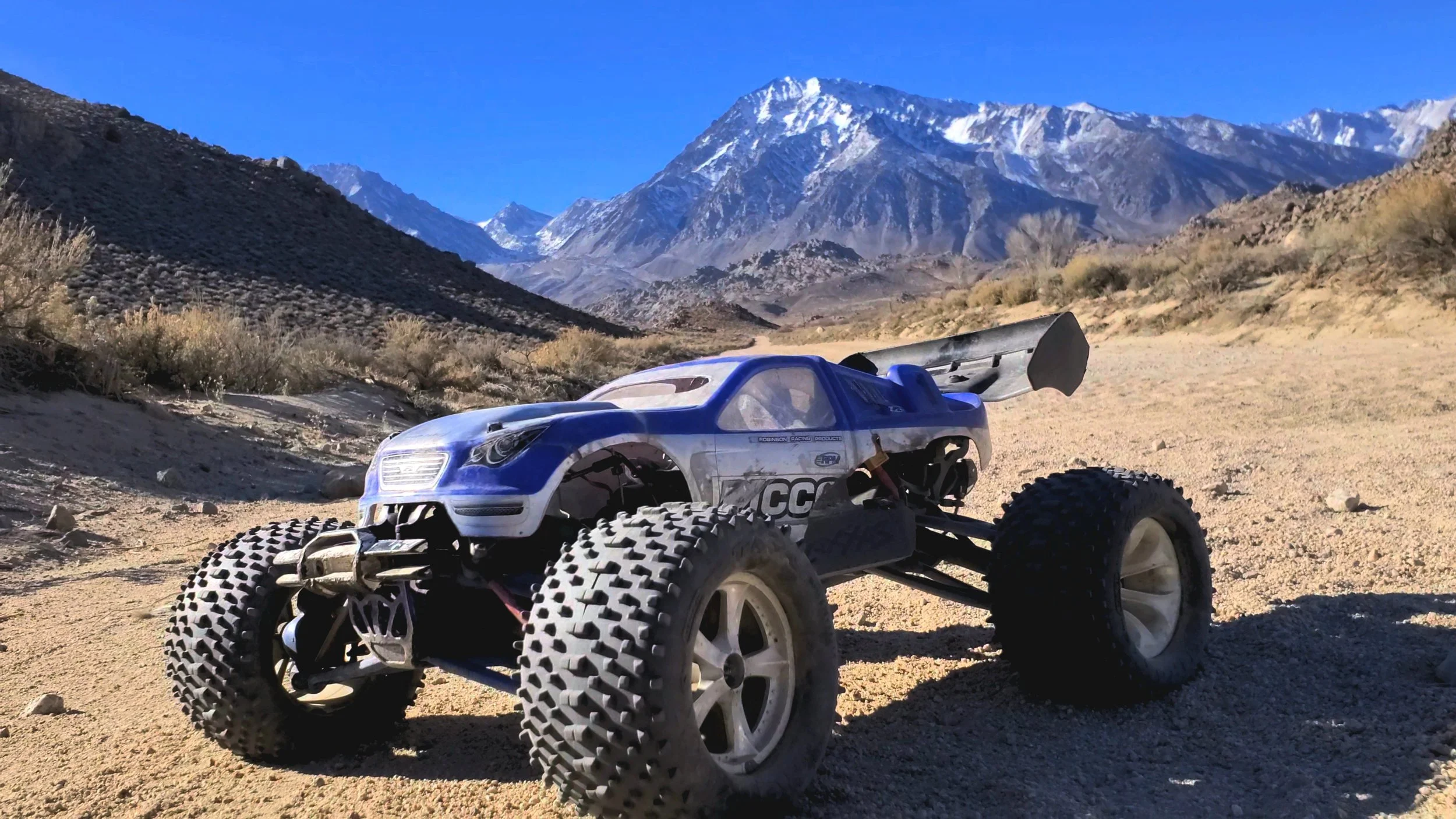 Racing my R/C monster truck around the Eastern Sierra desert