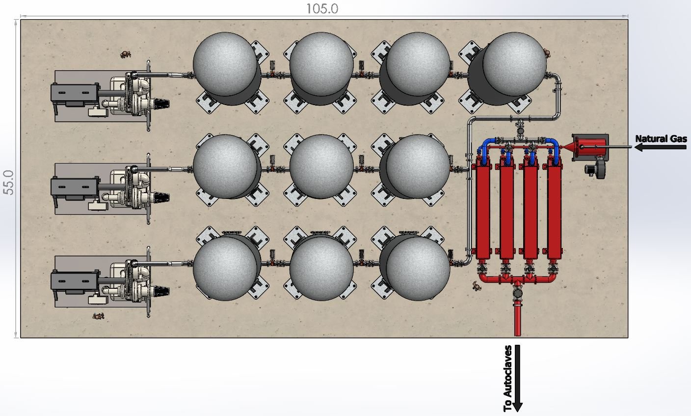 General layout and footprint of entire system