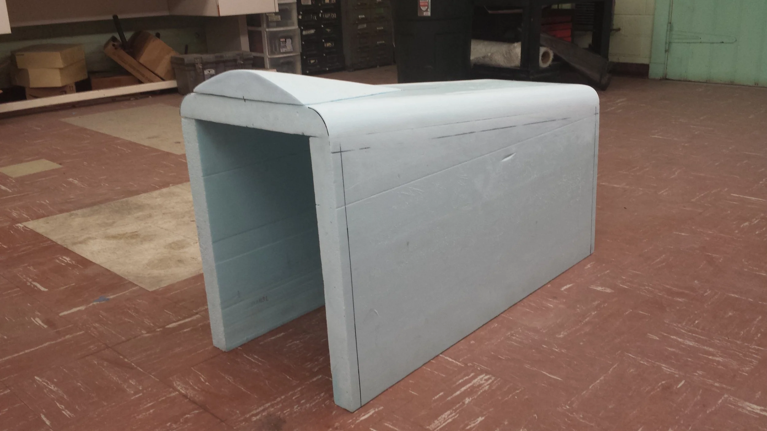 Making a mold out of foam for the main body panel carbon lay-up