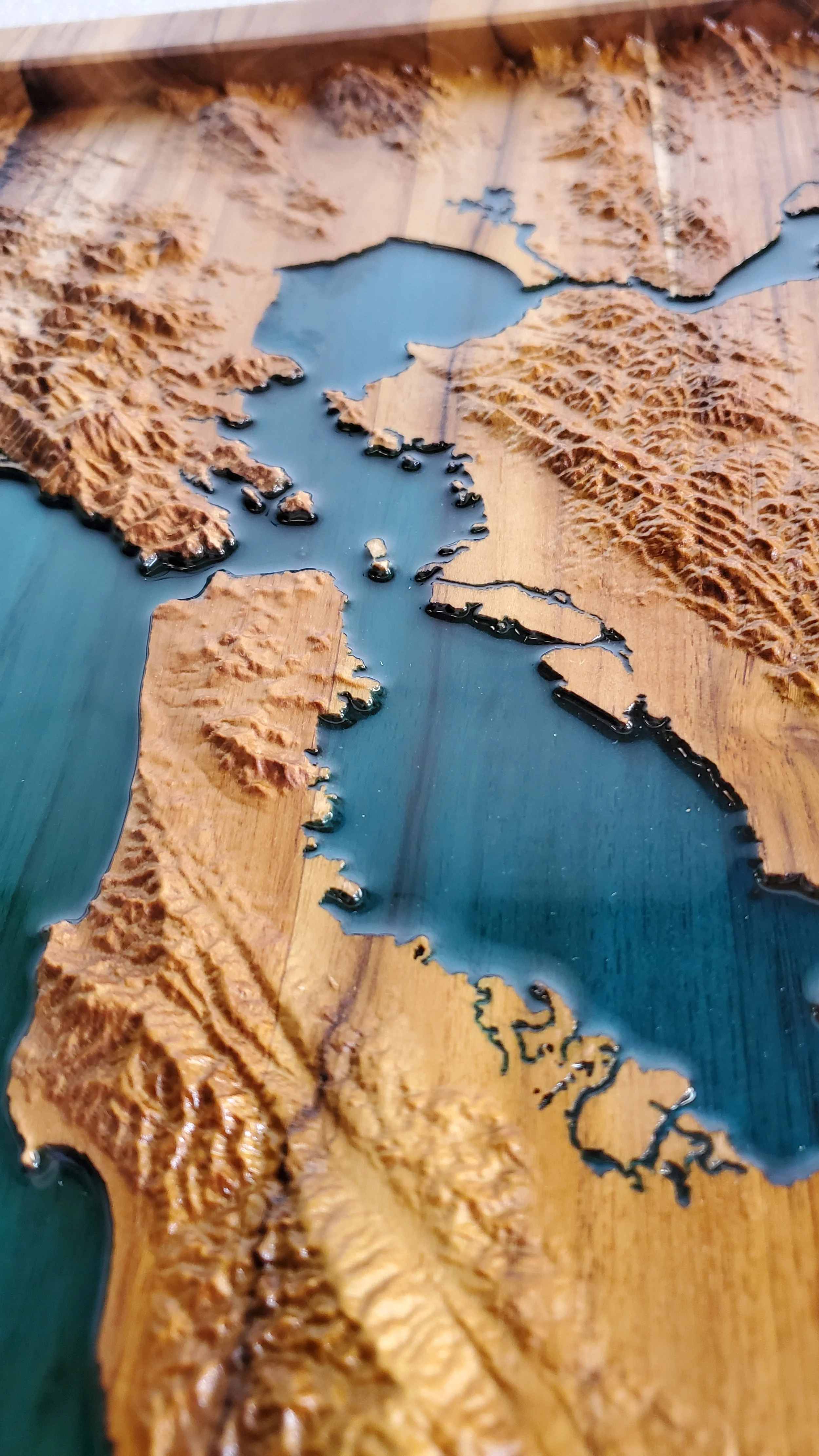 Wood and resin 3D terrain art pieces are the main focus - SF Bay area - image is about 6 inches across