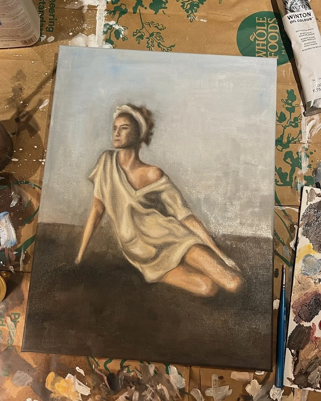 Quick oil painting of Mama🩷