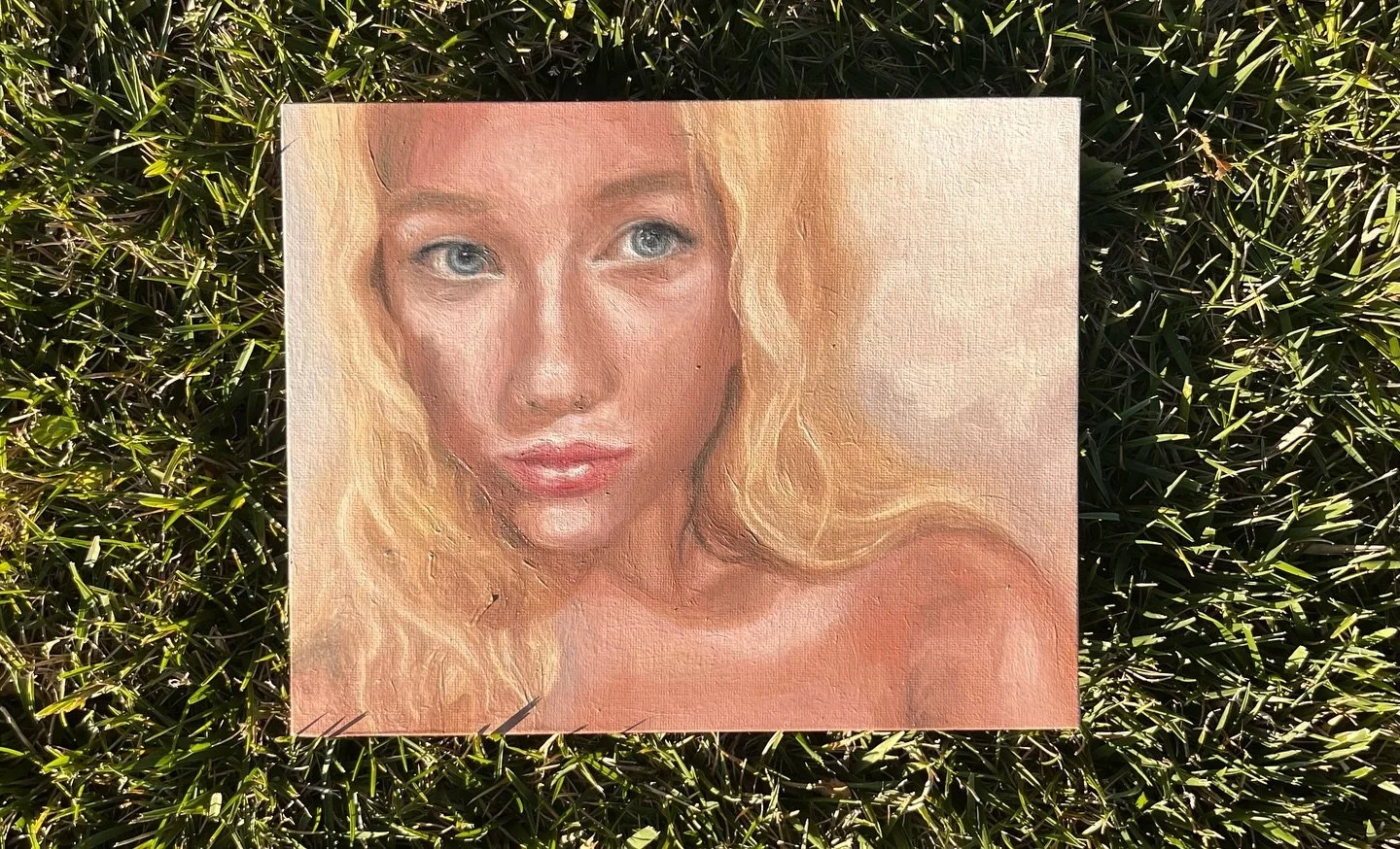 My second attempt with oil and my first attempt at a self portrait 🫠 very challenging but made me want to try again 🙆🏼&zwj;♀️