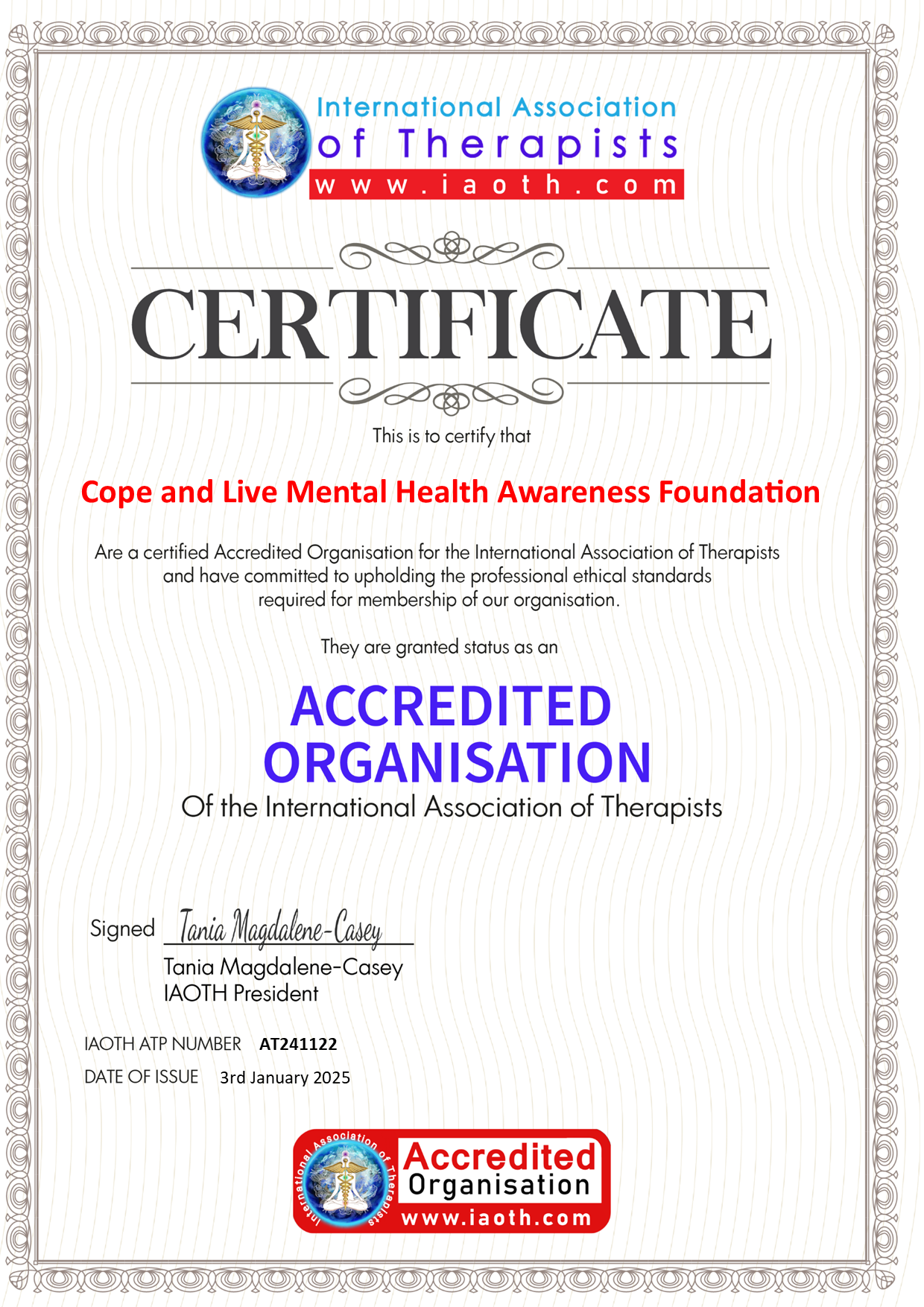 IAOTH Cope and Live Mental Health Awareness Foundation 2025.png
