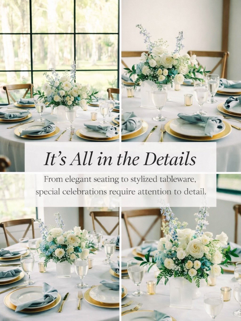 ✨It&rsquo;s all in the details✨

From complimentary elegant seating to unlimited options of thoughtfully styled tableware, every special celebration deserves intentional design and refined touches. 

Schedule your personal tour of Celebration Grove &