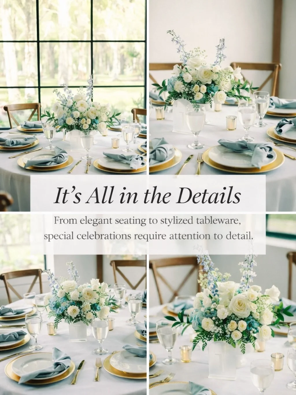 ✨It&rsquo;s all in the details✨

From complimentary elegant seating to unlimited options of thoughtfully styled tableware, every special celebration deserves intentional design and refined touches. 

Schedule your personal tour of Celebration Grove &