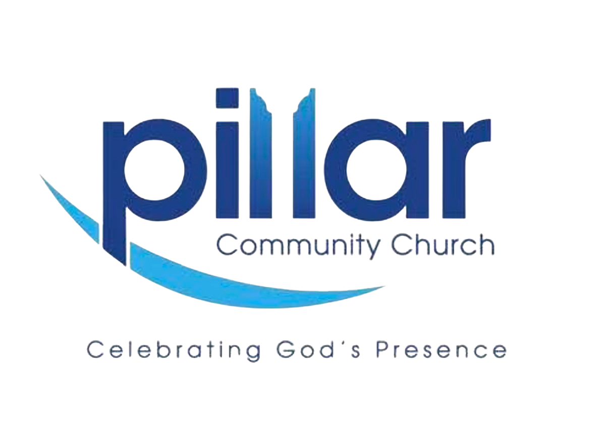 Logo for Pillar Community Church with the text "Celebrating God's Presence" underneath.