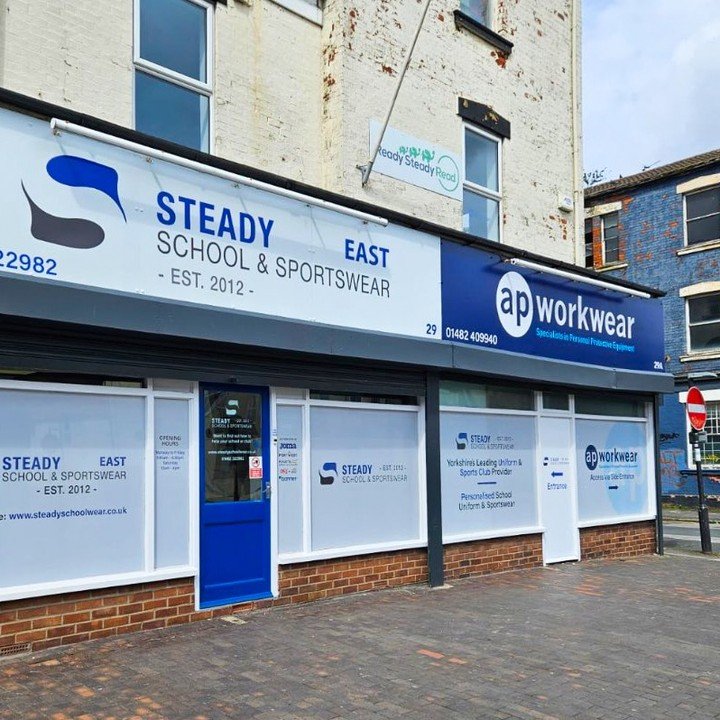 Yesterday's task: Installing new signage at Steady Schoolwear's Holderness Road store! 🛠️