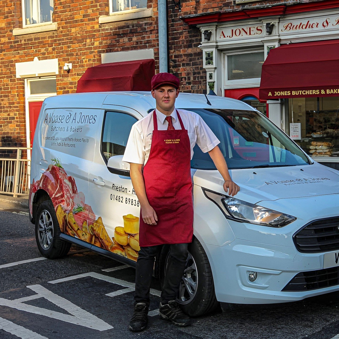 Check out this stunning snapshot of the van wrap we crafted for the popular Preston butchers A Voase &amp; A Jones! 📸