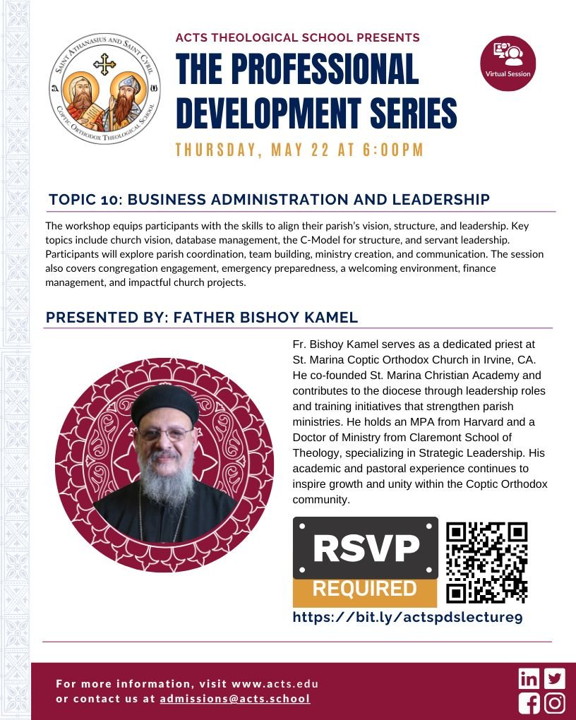 This workshop is designed to equip participants with the essential skills to align their parish's vision, structure, and leadership effectively.

We are excited to announce Topic 10: Business Administration and Leadership,
This workshop is designed t