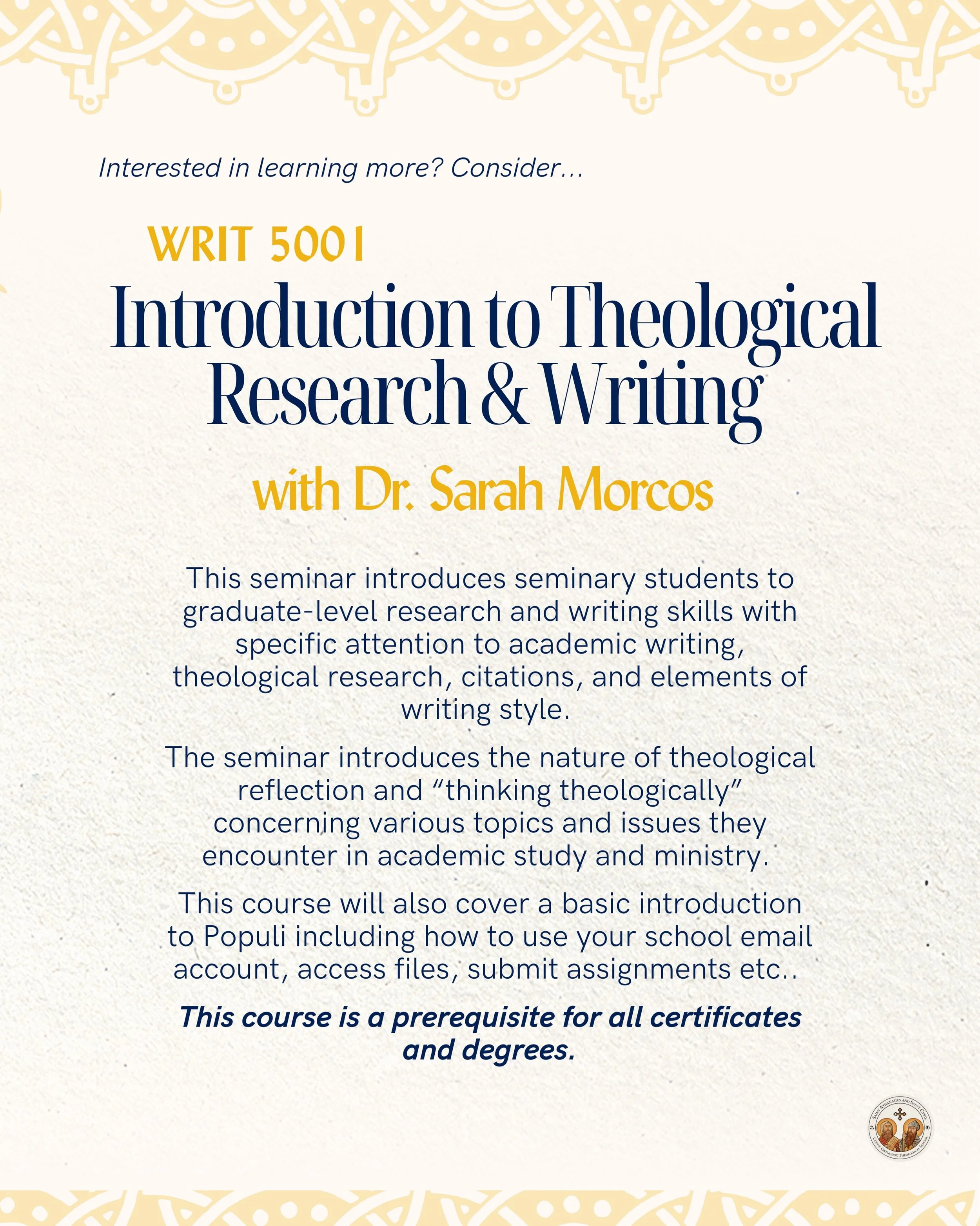 Faculty Spotlight: Dr. Sarah Morcos

Great theology begins with asking good questions, thinking carefully, and learning how to faithfully engage the riches of the Orthodox tradition.

As Professor of Theological Research &amp; Writing, Dr. Sarah Morc