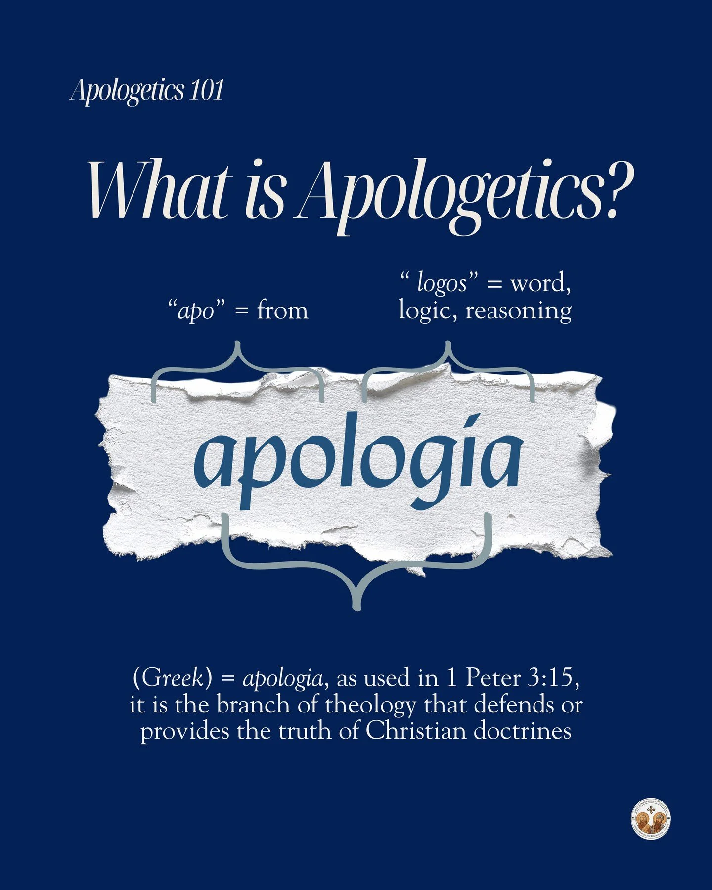 Why study apologetics? As Fr. Gregory Bishay, our Instructor on Apologetics, reminds us, "One cannot get deeper in the faith unless they have no doubts about the faith. Apologetics is not a mental approach to religion, otherwise one will become 