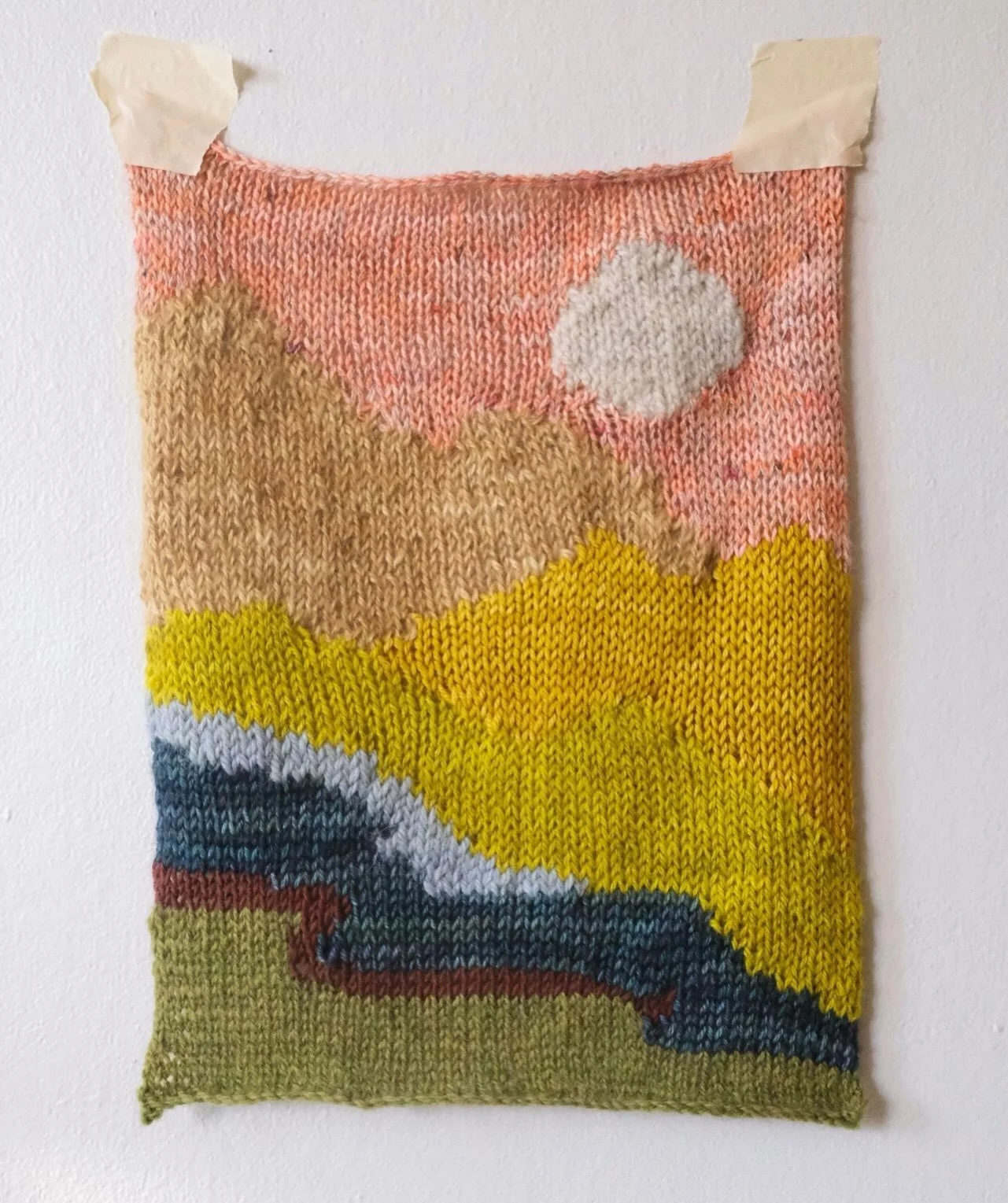 Adventures with knitting landscapes # 2 🏞️

As a kid we went to the Colorado sand dunes every summer for a week of camping with a few other families. This one is inspired by my memories of that magical place. 

Making landscape art in various media 