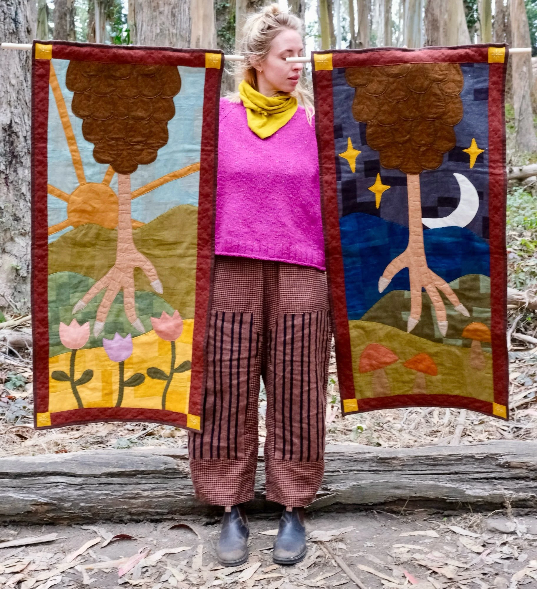 A few months ago I got an email asking if I&rsquo;d be interested in make Baba Yaga themed quilted tapestries to hang outside of a traditional wood-fire sauna in Maine and let me tell you, I&rsquo;ve never responded faster or more enthusiastically to