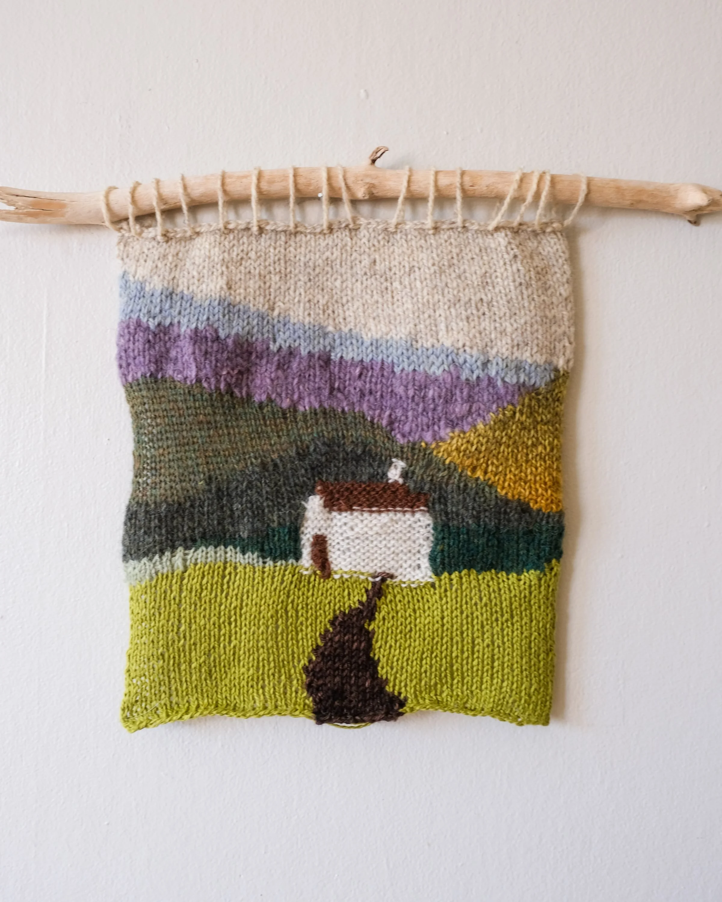 Latest adventures in knitting landscapes - this one inspired by my trip to Scotland and specifically the Isle of Skye last year 💚💜

This one feels particularly special because it was made using scraps of yarn gifted to me from the incredible commun