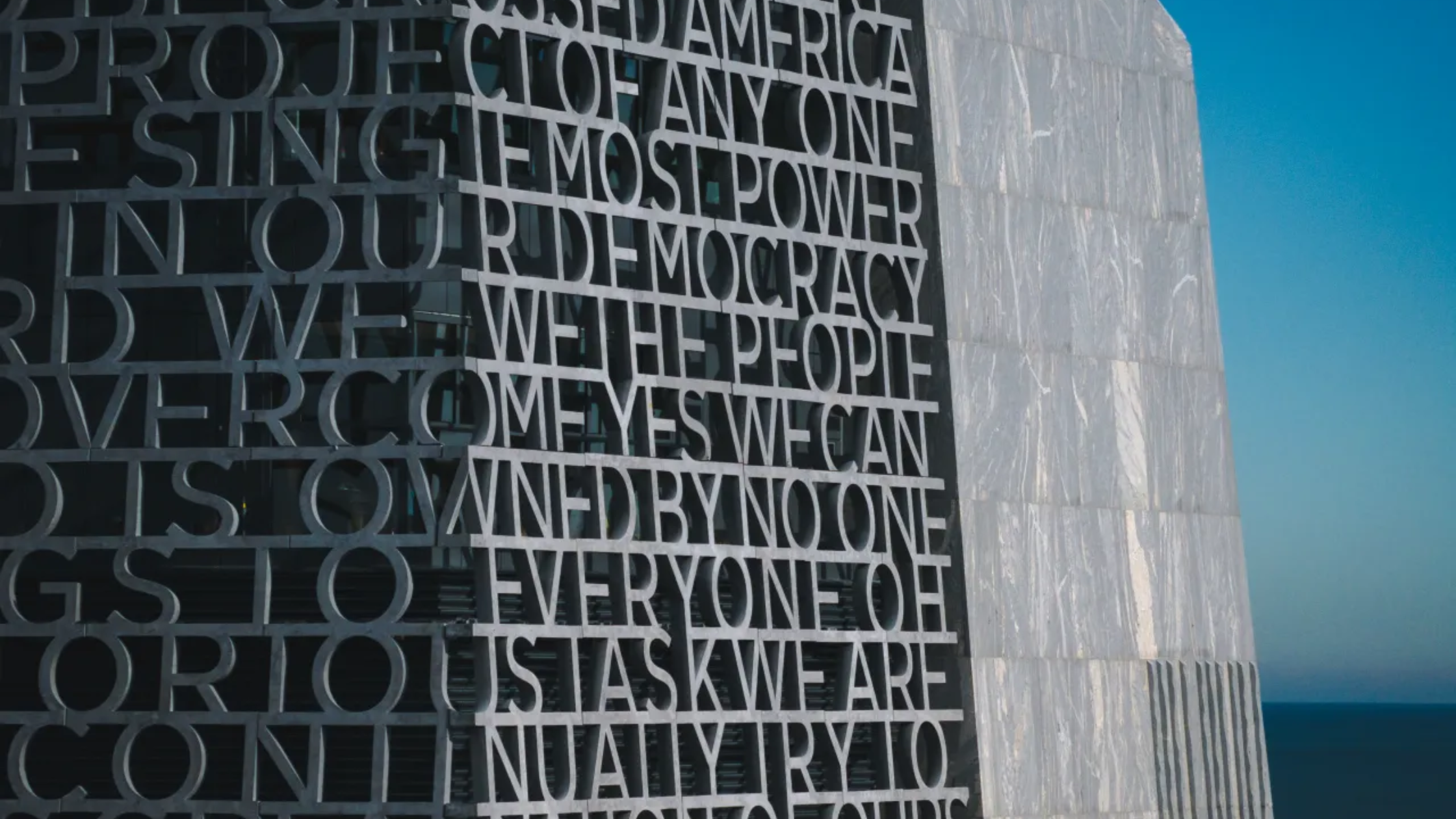 Text from President Barack Obama’s speech marking the 50th anniversary of the Selma to Montgomery march is being installed on Jan. 13, 2026.