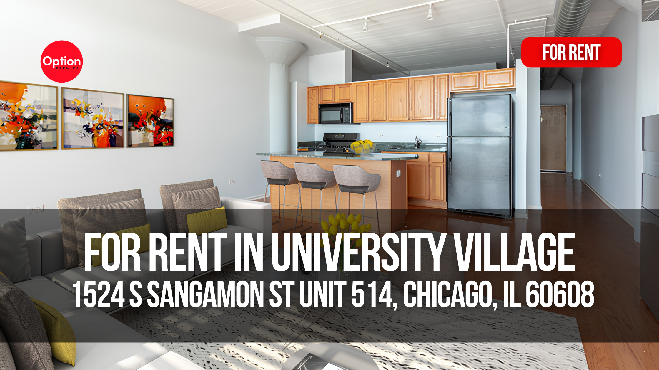 Bright 1-Bedroom Rental in University Village: 1524 S Sangamon St Unit 514, Chicago, IL 60608