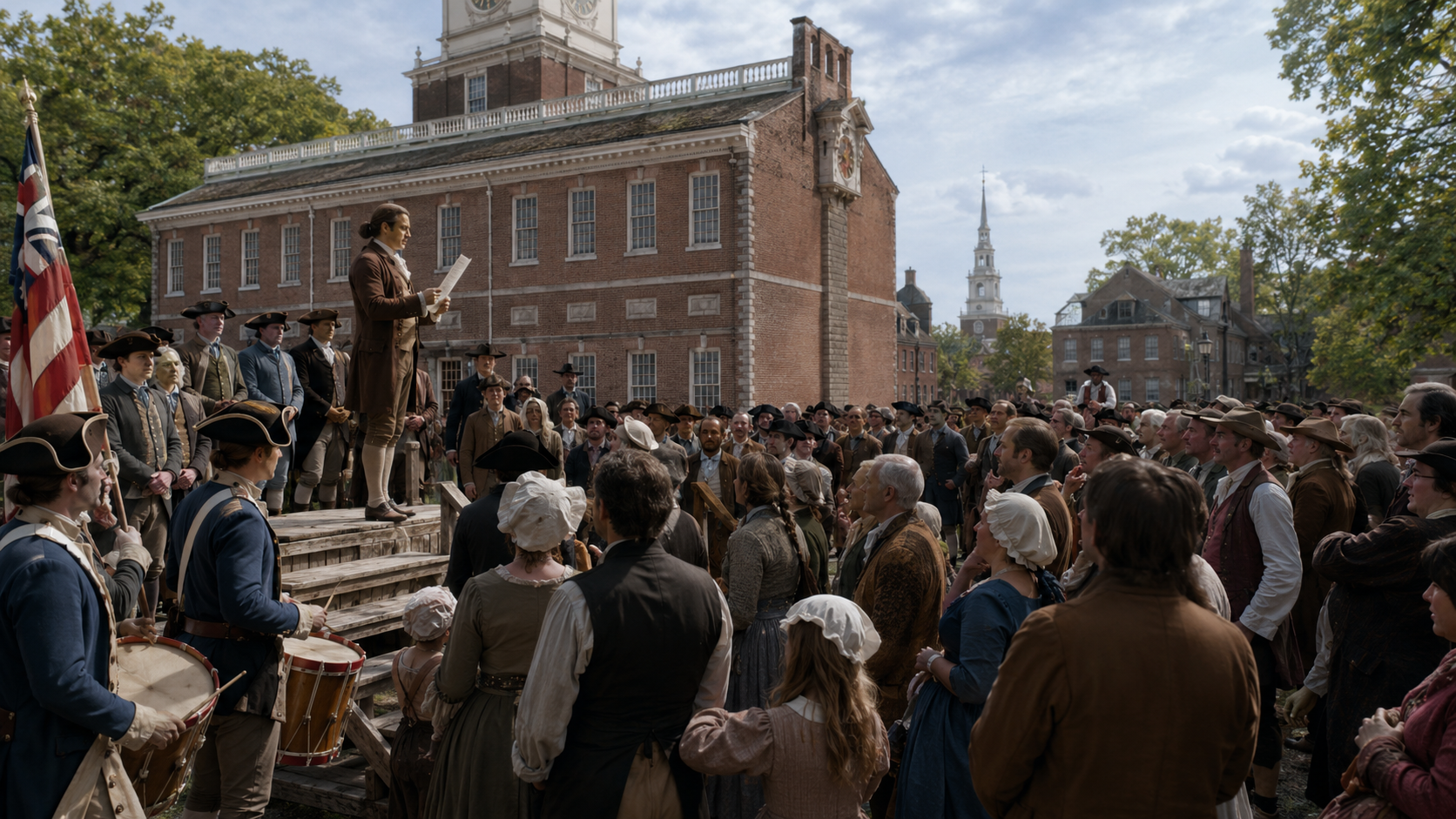 Colonial rally in town square