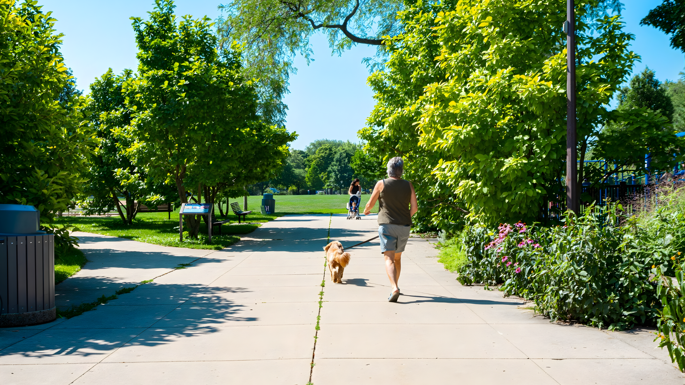 Pet owner walking the Dog