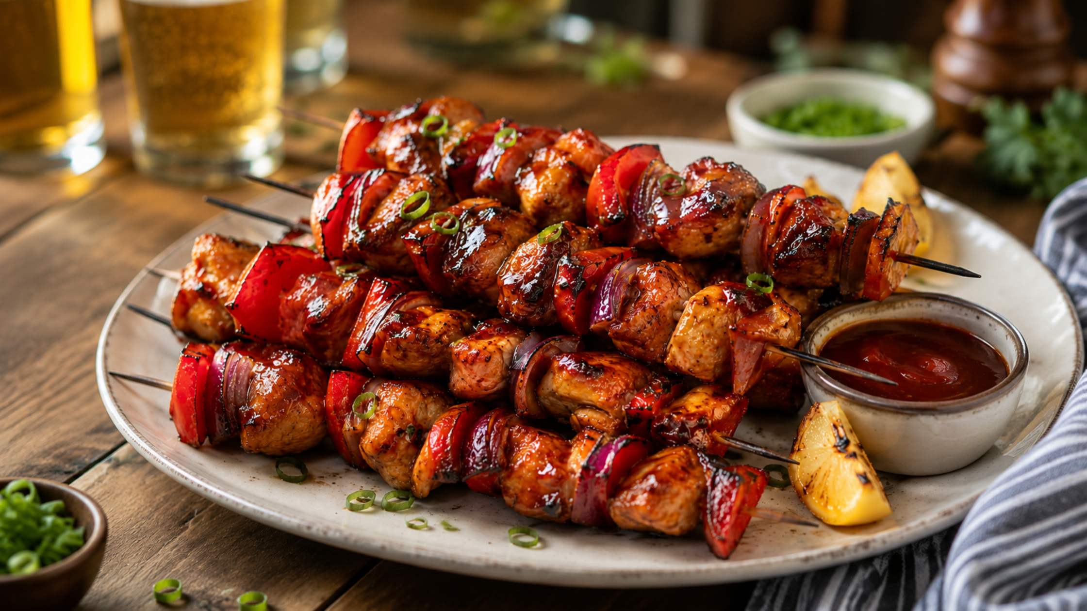 Honey BBQ Chicken Skewers