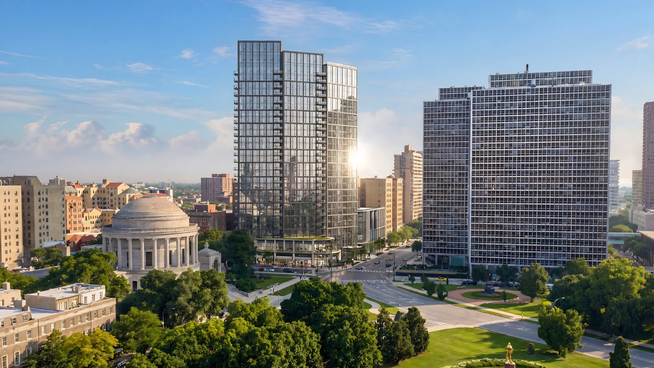 Rendering of the proposed 355-unit mixed-use development at Sheridan Road and Diversey Parkway. Credit: Antunovich Associates