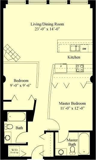 Typical 3P Unit 2 Bedroom, 2 Bath 980 Square Feet
