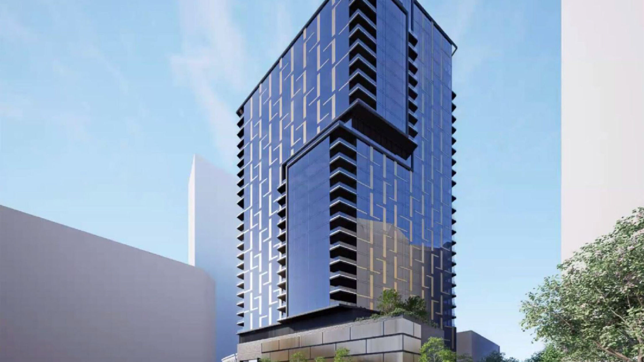 Rendering of 7 W Elm St by Goettsch Partners