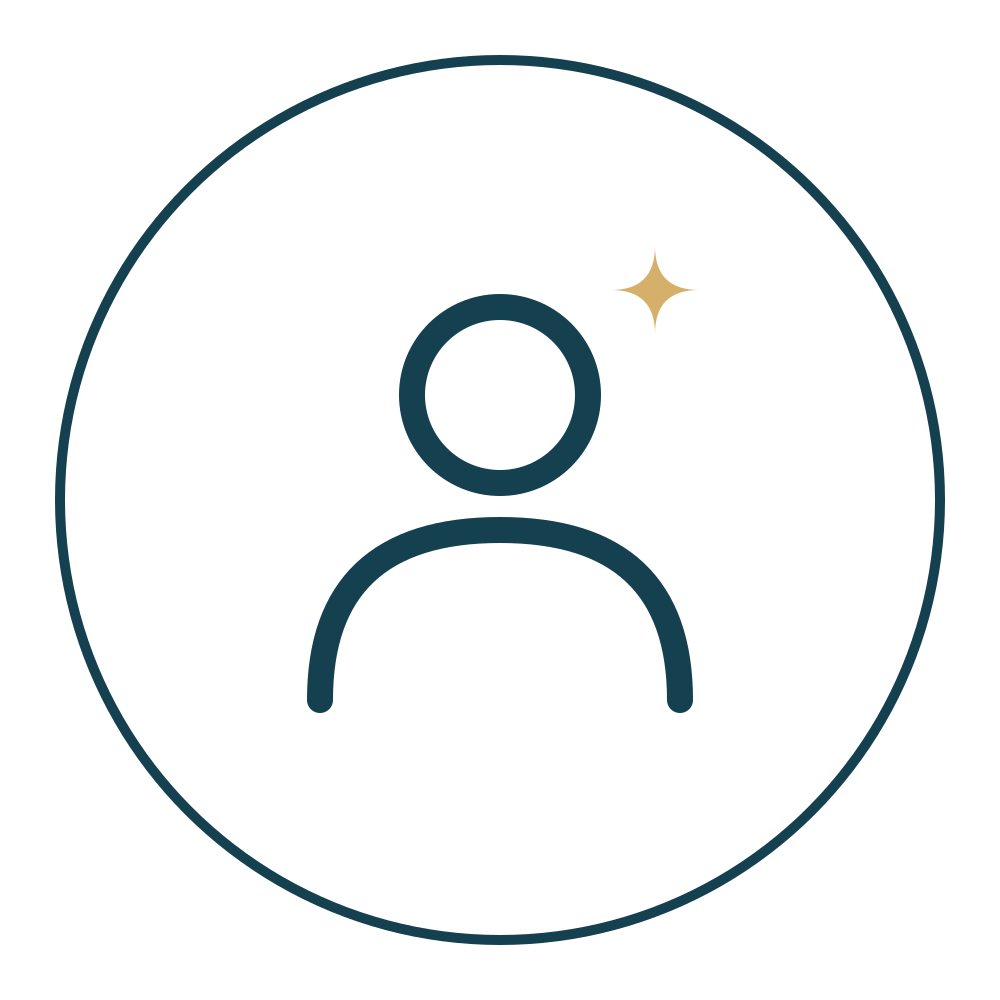 Illustration of a user profile icon with a small star or sparkle near the top right, suggesting a highlighted or special status.