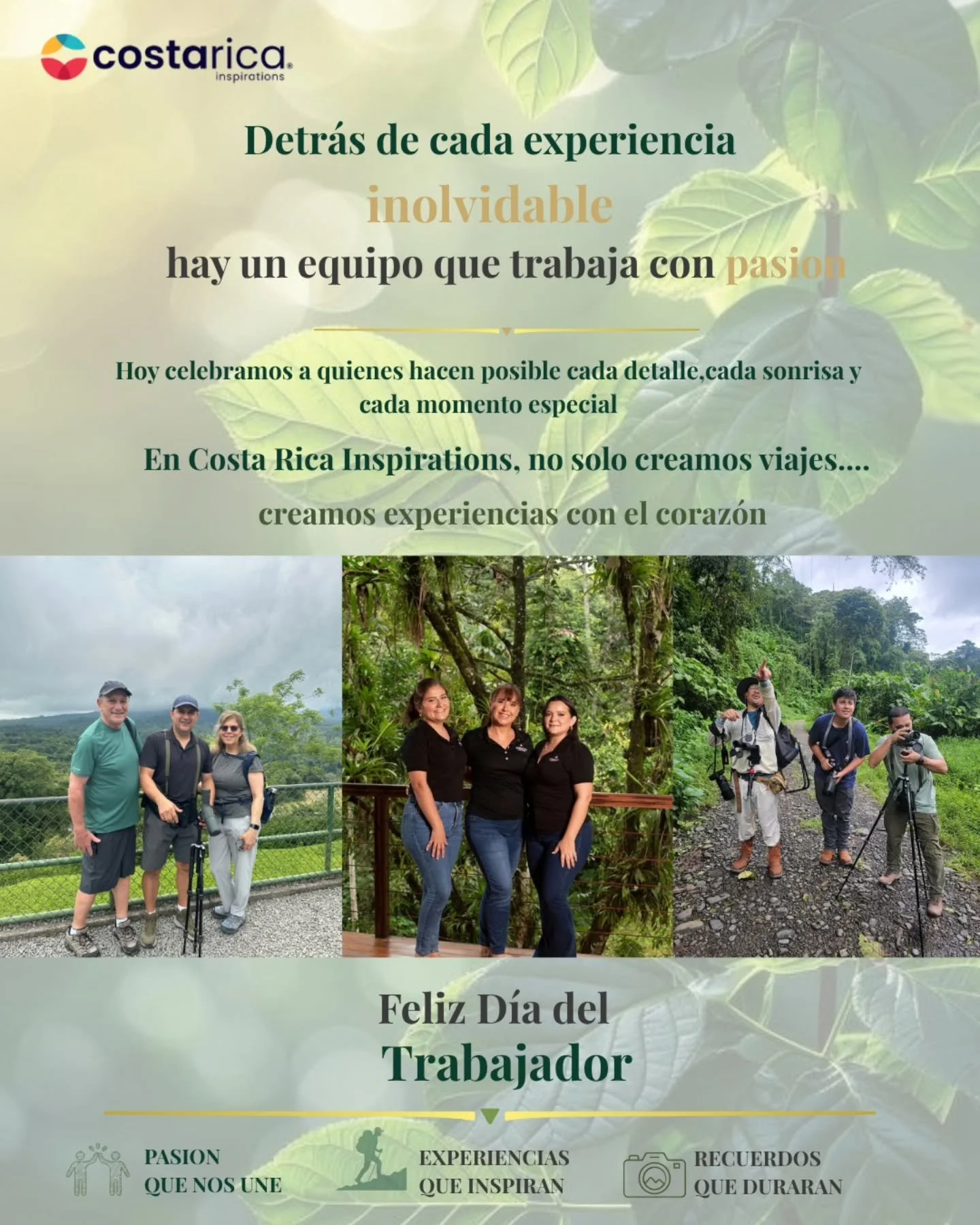 Hoy celebramos a todas las personas que hacen posible cada experiencia, cada sonrisa y cada recuerdo que creamos.
Detr&aacute;s de cada viaje hay mucho esfuerzo, dedicaci&oacute;n y sobre todo coraz&oacute;n.
Gracias por dar siempre lo mejor y por se