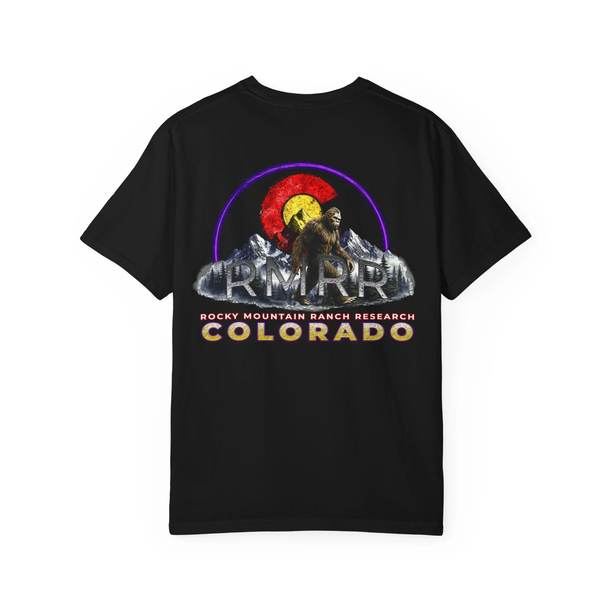 Colorado Bigfoot T-Shirt | Rocky Mountain Ranch Research | Sasquatch Colorado Mountains Graphic Tee | Cryptid & High Strangeness Shirt
