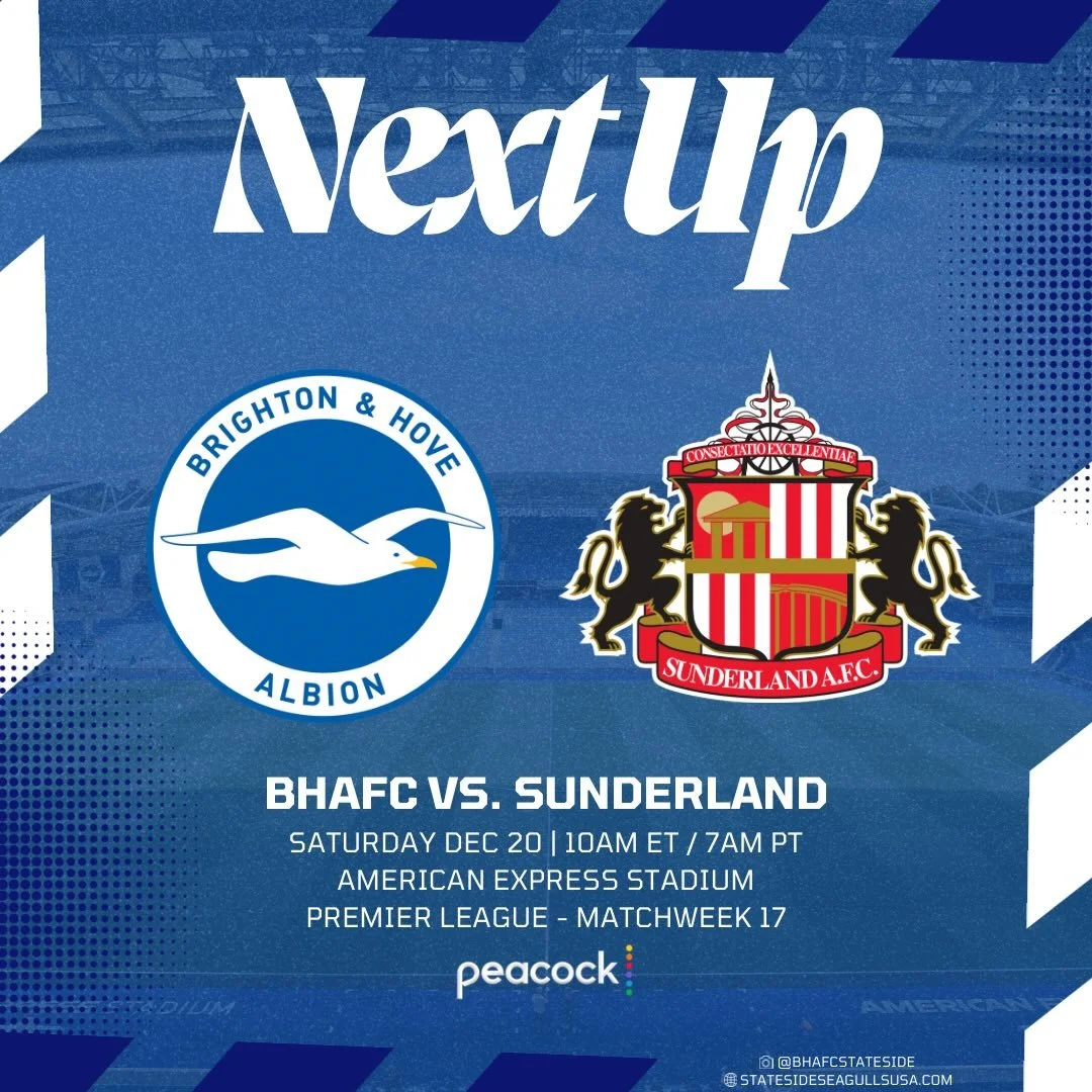NEXT UP 🚨

Here&rsquo;s hoping for 3 points tomorrow to kick off the holidays! UP THE ALBION!!!

#BHAFC #StatesideSeagulls