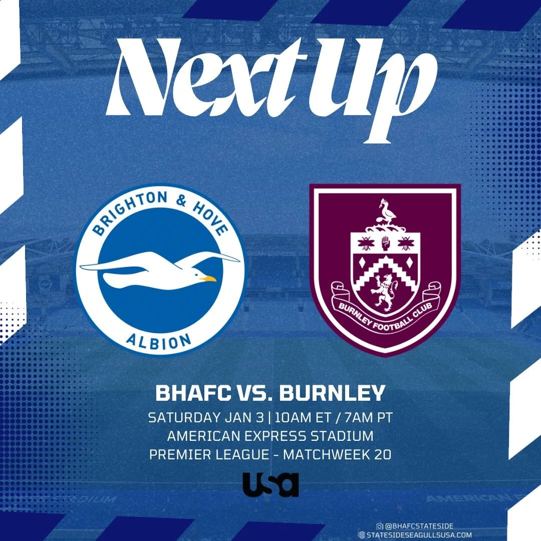 NEXT UP! 🚨

Kicking off 2026 at the Amex against Burnley! UTA! 🔵⚪️

#BHAFC #StatesideSeagulls